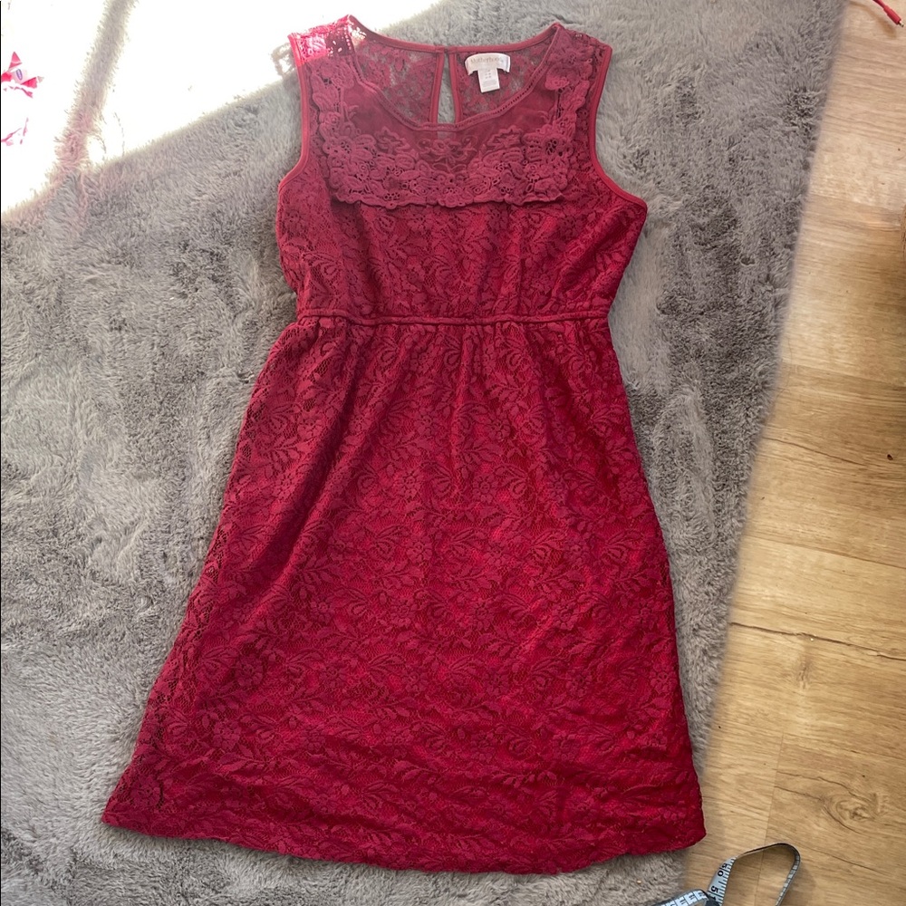 Motherhood Maternity Burgundy Lace Sleeveless dress summer maternity dress